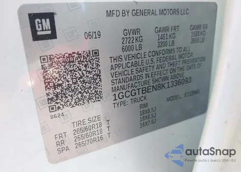 2019 Chevrolet Colorado Wt from USA, damaged, VIN 1GCGTBEN8K1336093